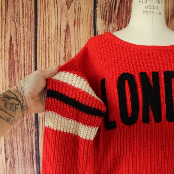 Ultra Flirt Womens Sweater, London, Red and White and Black, Size Medium - Picture 5 of 13
